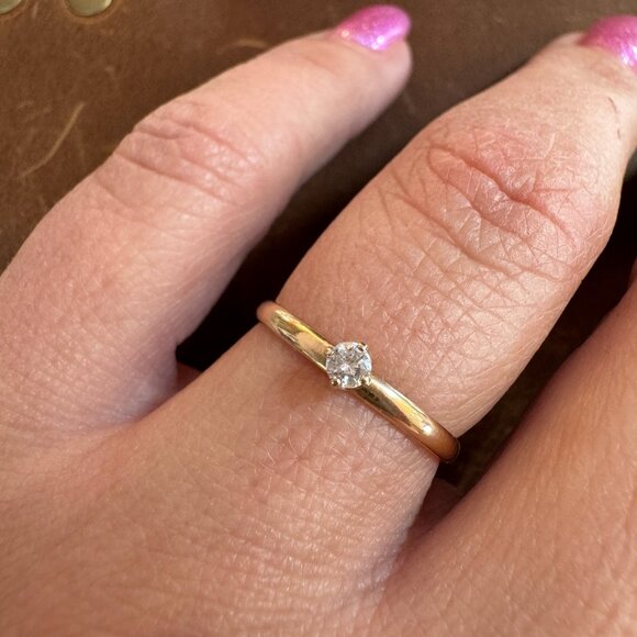 Dainty 14k Gold Diamond Ring - Picture 6 of 7